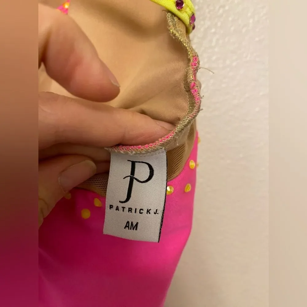 Patrick J dance custom Solo neon pink yellow gravity leotard illusion MA adult